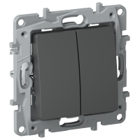 IEKETIKA Переключатель 2-клавишный схема 6/2 10АХ безвинтовые зажимы 6712121 графит IEK