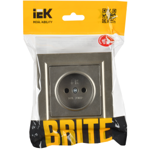 BRITE Розетка 1-местная без заземления без защитных шторок 10А в сб. РСР10-1-0-БрШ шампань IEK