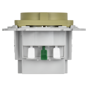 FLITE Розетка 1-местная с заземлением с защитными шторками 16А с USB A+A 3,1А безвинтовое крепление РСЮша11-1-ФлО оливковый IEK