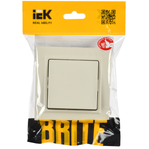 BRITE Выключатель 1-клавишный 10А в сборе ВСР10-1-0-БрКр бежевый IEK