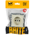 BRITE Розетка 1-местная без заземления с защитными шторками 10А РСш10-2-БрКр бежевый IEK