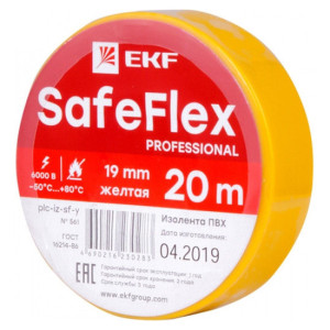 Изолента ПВХ 19мм (рул.20м) желт. SafeFlex EKF plc-iz-sf-y
