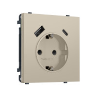 MS350010 Комплект механизма электрической розетки SIGMA Кашемир 2USB AC 20W быст. зар. сз сш 16A-250V QUANT PRO SP3500, PR160