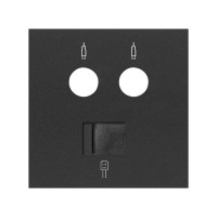 Simon 100 Черный матовый Накладка розетки комбинированной R-TV+SAT + RJ45