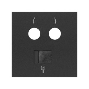 Simon 100 Черный матовый Накладка розетки комбинированной R-TV+SAT + RJ45