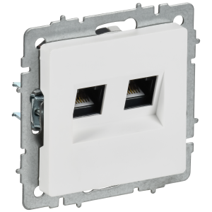 BRITE Розетка компьютерная двойная кат.5E RJ45 РК10-2-БрАБ арктический белый IEK