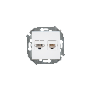Розетка телефонная компьютерная RJ11+RJ45 Simon SIMON 15, скрытый монтаж, белый, 1591590-030