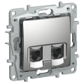 IEKETIKA Розетка компьютерная двойная RJ45 категория 5Е UTP 6724551 алюминий IEK