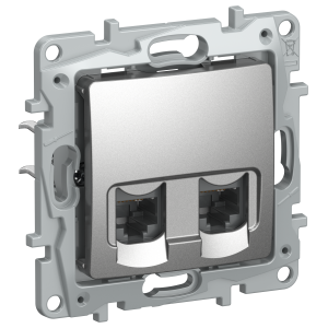 IEKETIKA Розетка компьютерная двойная RJ45 категория 5Е UTP 6724551 алюминий IEK