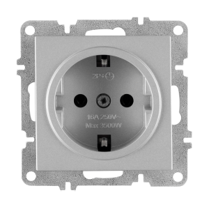 Arvia Electric, L/K Механизм, Розетка с заземлением, (серебро)