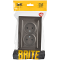 BRITE Розетка 2-местная без заземления с защитными шторками 10А в сборе РСш12-2-БрТБ темная бронза IEK