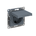 ATLASDESIGN РОЗЕТКА с заземлением со шторками с крышкой,16А,IP20, мех.,быстрозажим. клем., ГРИФЕЛЬ ATN000746S