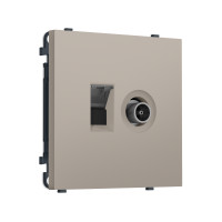 MS372510 Комплект механизма розетки компьютерной + TV оконечной SIGMA Серо-бежевый матовый RJ-45 CAT6/50-870MHz 1dB с/ш QUANT PRO (SP3725, PR195)