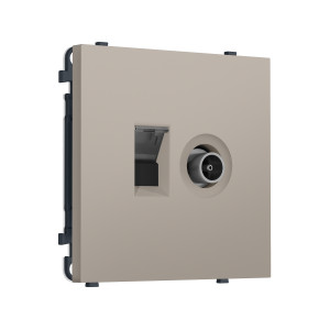 MS372510 Комплект механизма розетки компьютерной + TV оконечной SIGMA Серо-бежевый матовый RJ-45 CAT6/50-870MHz 1dB с/ш QUANT PRO (SP3725, PR195)