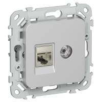 FLITE Розетка 2-местная RJ45/TV категория 6 STP РКТВ6-2-1-ФлА алюминий IEK