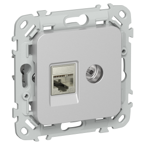 FLITE Розетка 2-местная RJ45/TV категория 6 STP РКТВ6-2-1-ФлА алюминий IEK