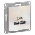 ATLASDESIGN USB РОЗЕТКА A+A, 5В/2,1А, 2х5В/1,05А, механизм, ЖЕМЧУГ ATN000433