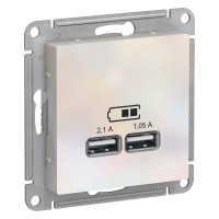 ATLASDESIGN USB РОЗЕТКА A+A, 5В/2,1А, 2х5В/1,05А, механизм, ЖЕМЧУГ ATN000433
