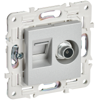 SKANDY Розетка двойная TV+RJ45 кат.6 SK-A15S серебряный IEK