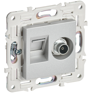 SKANDY Розетка двойная TV+RJ45 кат.6 SK-A15S серебряный IEK