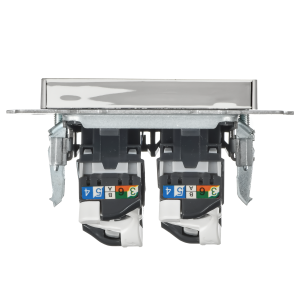 BRITE Розетка компьютерная двойная RJ45 кат.5E РК10-2-БрГН металл хром/никель IEK