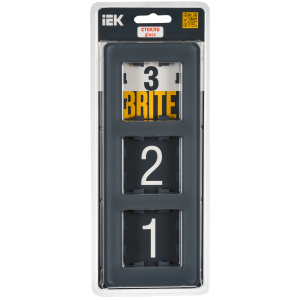 BRITE Рамка 3-местная РУ-3-2-Бр стекло графит RE IEK