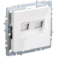 IEK BRITE BASE Белый Розетка двойная RJ11RJ45 кат.5E РКТ12-БрБ