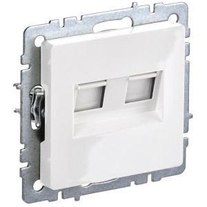 IEK BRITE BASE Белый Розетка двойная RJ11RJ45 кат.5E РКТ12-БрБ