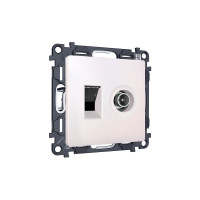 MA212510 Комплект механизма розетки компьютерной + TV оконечной RJ-45 с автоматической защитной шторкой ALFA Жемчуг QUANT (AP2125, VM195) AMBRELLA VOLT