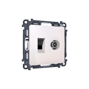 MA212510 Комплект механизма розетки компьютерной + TV оконечной RJ-45 с автоматической защитной шторкой ALFA Жемчуг QUANT (AP2125, VM195) AMBRELLA VOLT
