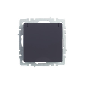 BRITE Розетка 1-местная с заземлением с защитными шторками и крышкой 16А IP44 РСбш10-3-44-БрГ графит IEK