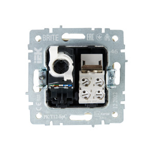 BRITE Розетка двойная RJ11+RJ45 кат.5E РК/Т12-БрС сталь IEK