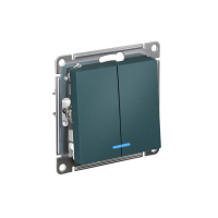 ATLASDESIGN 2-клавишный ВЫКЛЮЧАТЕЛЬ с подсветкой, сх.5а, 10АХ, мех., быстрозажим. клем., ИЗУМРУД ATN000853S