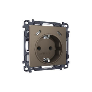 MA640510 Комплект механизма электрической розетки 2USB СC 20W сз на винтовых зажимах 16A-250V ALFA Темная бронза матовый QUANT AP6405, VM165 AMBRELLA VOLT