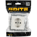BRITE Розетка 1-местная с заземлением с защитными шторками 16А безвинтовое крепление РС24-1-0-БрБ белый IEK