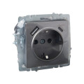 BRITE Розетка 1-местная с заземлением с защитными шторками 16А с USB AC 18Вт РЮш11-1-БрС сталь IEK