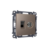 MA642510 Комплект мех-ма розетки компьютерной + TV оконечной RJ-45 с автоматической защитной шторкой ALFA Темная бронза матовый (AP6425, VM195) AMBRELLA VOLT