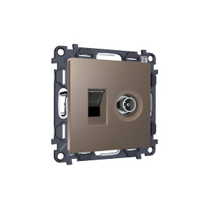 MA642510 Комплект мех-ма розетки компьютерной + TV оконечной RJ-45 с автоматической защитной шторкой ALFA Темная бронза матовый (AP6425, VM195) AMBRELLA VOLT