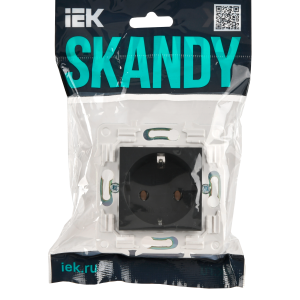 SKANDY Розетка с заземлением без защитных шторок 16А SK-R05G графит IEK