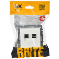 BRITE Розетка компьютерная двойная RJ45 кат.6 РК11-2-БрЖ жемчуг IEK