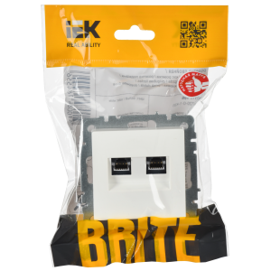 BRITE Розетка компьютерная двойная RJ45 кат.6 РК11-2-БрЖ жемчуг IEK