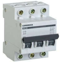 Автоматический выключатель IEK 3п C 16А 4.5кА ВА47-29 GENERICA  MVA25-3-016-C
