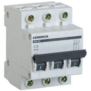 Автоматический выключатель IEK 3п C 16А 4.5кА ВА47-29 GENERICA  MVA25-3-016-C