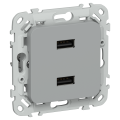 FLITE Розетка USB A+A 3,1А РЮ-2-ФлС серый IEK