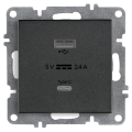 Arvia Electric, L/K Механизм, Розетка USB + Type C, (графит)