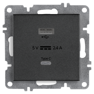 Arvia Electric, L/K Механизм, Розетка USB + Type C, (графит)