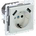 BRITE Розетка 1-местная с заземлением с защитными шторками 16А с USB AA 5В 2,1А РЮш10-1-БрЖ жемчуг IEK