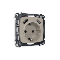 MO369010 Комплект механизма электрической розетки OMEGA Серо-бежевый матовый 2USB AA 18W быстрая зарядка сз QUANT OP3690, VM155 AMBRELLA VOLT