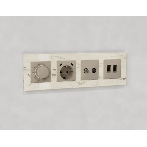 MA373310 Комплект механизма розетки TV оконечной + SAT 5-862MHz 3.5dB/950-2150MHz 3.5dB ALFA Серо-бежевый матовый QUANT (AP3733, VM217) AMBRELLA VOLT