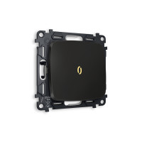 MO802030 Комплект механизма 1-кл проходного выключателя с подсветкой 3200K OMEGA Черный матовый QUANT (OP8020, VM105, G22Y) AMBRELLA VOLT